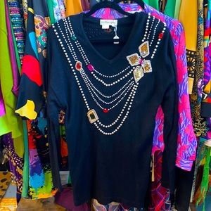 Vintage Outlander Jewels & Pearls Hanging Sweater Tunic/Dress